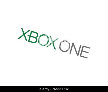 Xbox One, logo pivoté, arrière-plan blanc B Banque D'Images