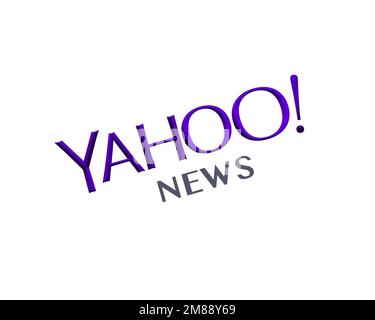 Yahoo! actualités, logo pivoté, fond blanc Banque D'Images