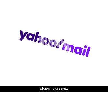 Yahoo! Courrier, logo pivoté, fond blanc B Banque D'Images