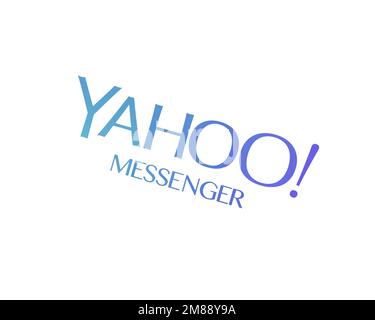 Yahoo! messenger, logo pivoté, fond blanc B Banque D'Images