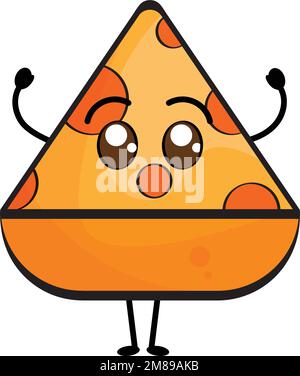 Petit morceau de pizza isolé personnage de dessin animé Vector Illustration de Vecteur