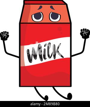 Personnage de dessin animé de boîte à lait mignonne isolé Vector Illustration de Vecteur