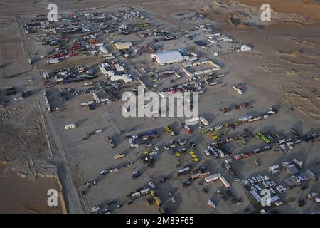 Arabie Saoudite - 12/01/2023, Biavouac pendant la phase 11 du Dakar 2023 entre Shabyah et le Marathon du quartier vide, sur 12 janvier 2023 dans le Marathon du quartier vide, Arabie Saoudite - photo: Eric Vargiolu/DPPI/LiveMedia Banque D'Images