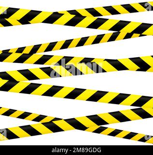 Jeu de ruban d'avertissement croisé. Bandes d'avertissement jaunes et noires. Constructions répétées, danger, danger selloformes. Zones de restriction et d'interdiction Illustration de Vecteur