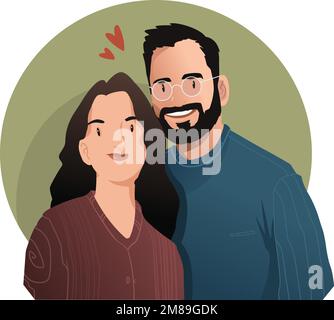 Famille (couple) Portrait Illustration Illustration de Vecteur