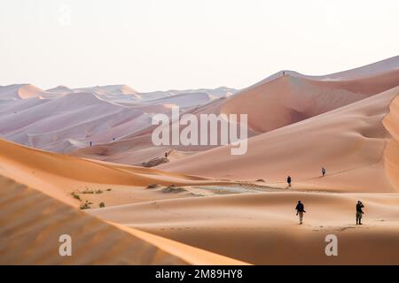 Arabie Saoudite - 12/01/2023, photographes dans les dunes pendant la phase 11 du Dakar 2023 entre Shabyah et le Marathon du quartier vide, sur 12 janvier 2023 dans le Marathon du quartier vide, Arabie Saoudite - photo: FR..d..ric le Floc...h/DPPI/LiveMedia Banque D'Images