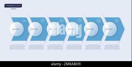 Modèle d'infographie vectoriel composé de 6 cercles et flèches Illustration de Vecteur