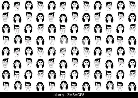 Homme et femme visage expression sans couture motif Illustration de Vecteur