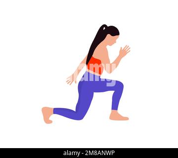 Fille sportive dans les vêtements de fitness. Mouvement dynamique. Femme entraînement d'exercice dans le design de forme physique de salle de gym logo. Un style de vie sain, un constructeur sportif. Illustration de Vecteur