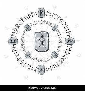 Papier peint en pierre de Viking runes Circles Illustration de Vecteur