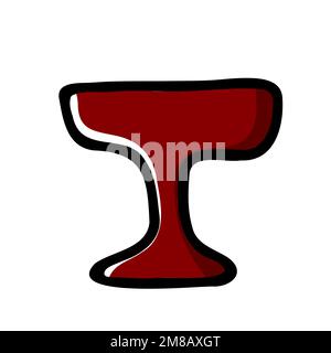 Illustration de vase Doodle dessiné à la main. Plaque de couleur rouge isolée sur fond blanc. Ustensiles de cuisine confortables, ustensiles de cuisine, plats pour la nourriture, bol de fruits, se Illustration de Vecteur