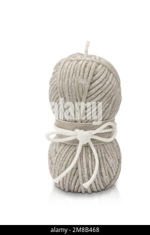 Bougie colorée isolée de formes diverses. Bougie parfumée. Bougie avec verre. Oeufs, mer, coeur, fleur, poisson, starfish, seashell, corail, ange, pomme. Banque D'Images