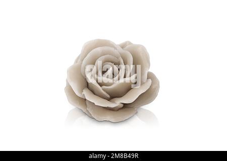 Bougie colorée isolée de formes diverses. Bougie parfumée. Bougie avec verre. Oeufs, mer, coeur, fleur, poisson, starfish, seashell, corail, ange, pomme. Banque D'Images