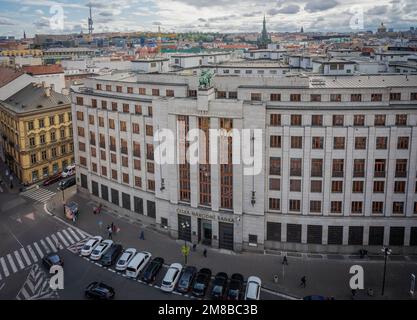 Siège de la Banque nationale tchèque à la place de la République (Namesti Republiky) - Prague, République tchèque Banque D'Images