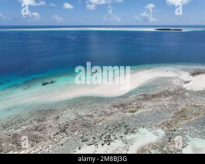 Zanzibar (Muyuni Beach sur la plus grande île de l'archipel de Zanzibar, Unguja, vue aérienne) Banque D'Images