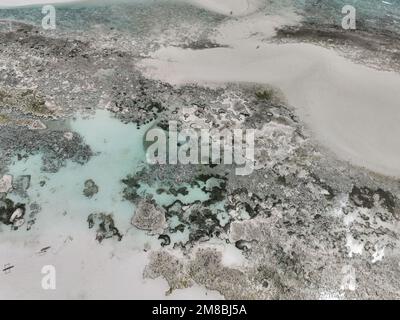 Zanzibar (Muyuni Beach sur la plus grande île de l'archipel de Zanzibar, Unguja, vue aérienne) Banque D'Images