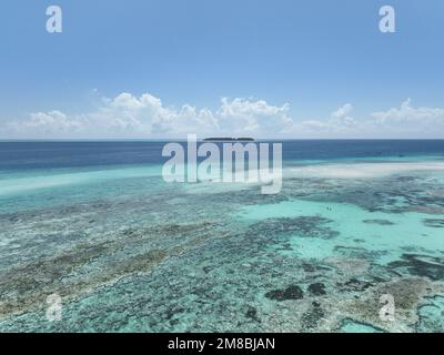 Zanzibar (Muyuni Beach sur la plus grande île de l'archipel de Zanzibar, Unguja, vue aérienne) Banque D'Images