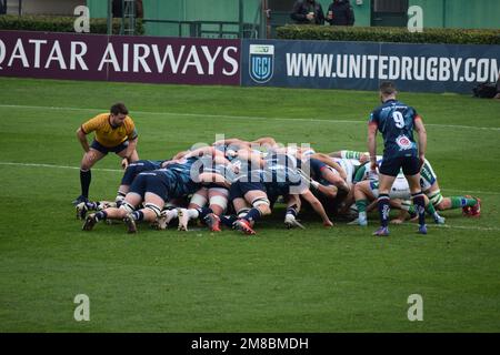 Scrum pendant Benetton / Ulster dans l'URC à Trévise, en janvier 2023 Banque D'Images