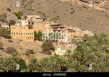 Ville de montagne de Misfat Al Abriyeen, Oman Banque D'Images