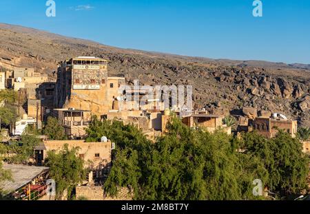 Ville de montagne de Misfat Al Abriyeen, Oman Banque D'Images