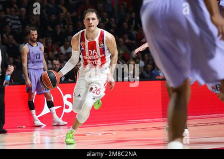 Belgrade, Serbie, 10 janvier 2023. Nemanja Nedovic de Crvena Zvezda met Belgrade en action lors du match Euroligue 2022/2023 des compagnies aériennes turques entre Crvena Zvezda MTS Belgrade contre Real Madrid à Aleksandar Nikolic Hall à Belgrade, Serbie. 10 janvier 2023. Crédit : Nikola Krstic/Alay Banque D'Images