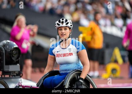 Carly Tait après avoir participé aux Championnats du monde d'athlétisme Para 2017 au stade olympique de Londres, Londres, Royaume-Uni. Athlète britannique para Banque D'Images