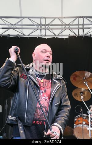 Paul Di'Anno, ex-chanteur du groupe britannique de métaux lourds Iron Maiden. Banque D'Images