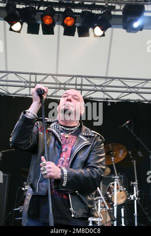 Paul Di'Anno, ex-chanteur du groupe britannique de métaux lourds Iron Maiden. Banque D'Images
