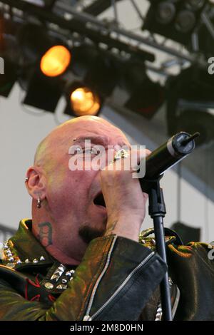 Paul Di'Anno, ex-chanteur du groupe britannique de métaux lourds Iron Maiden. Banque D'Images