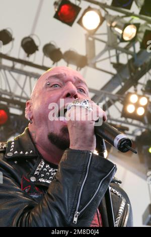 Paul Di'Anno, ex-chanteur du groupe britannique de métaux lourds Iron Maiden. Banque D'Images