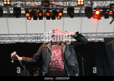 Paul Di'Anno, ex-chanteur du groupe britannique de métaux lourds Iron Maiden. Banque D'Images