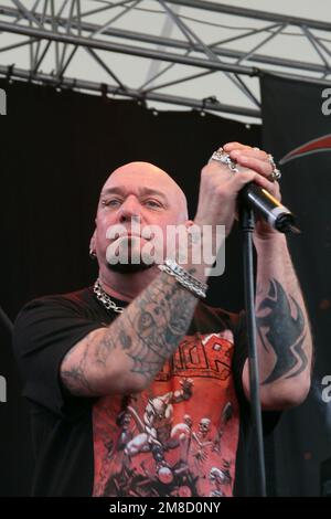 Paul Di'Anno, ex-chanteur du groupe britannique de métaux lourds Iron Maiden. Banque D'Images