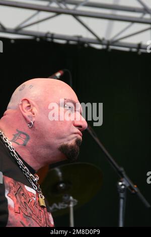 Paul Di'Anno, ex-chanteur du groupe britannique de métaux lourds Iron Maiden. Banque D'Images