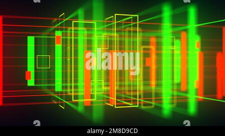 Boucle VJ à fond géométrique coloré de 3D néons. Formes brillantes et colorées Banque D'Images