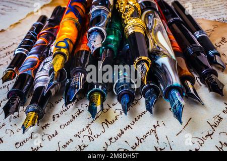 Collection de stylos plume Banque D'Images