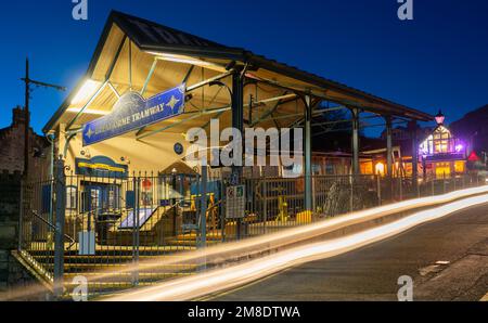 Le Grand tramway d'Orme Terminus, Llandudno, a fermé ses portes pour l'hiver. Photo prise en janvier 2023. Banque D'Images