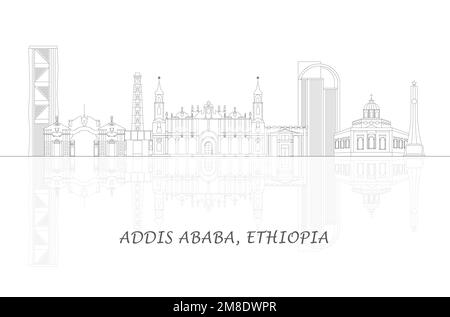 Outline Skyline panorama de la ville d'Addis-Abeba, Ethiopie - illustration vectorielle Illustration de Vecteur