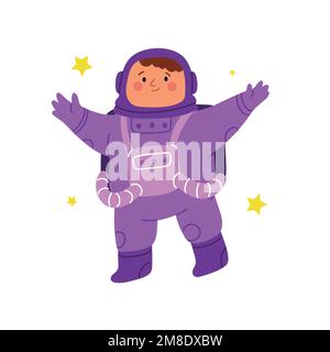 petit astronaute dans l'espace. Illustration vectorielle de dessin animé enfant isolée sur fond blanc Illustration de Vecteur
