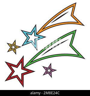 Ensemble d'illustrations vectorielles colorées représentant des étoiles isolées sur un fond blanc Illustration de Vecteur
