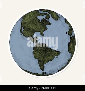 Autocollant PNG de dessin animé globe vintage Illustration de Vecteur