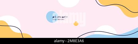 arrière-plan abstrait de motif de forme organique. décor simple et élégant, bleu tourbillonnant, jaune et blanc. illustration de la bannière vectorielle Illustration de Vecteur