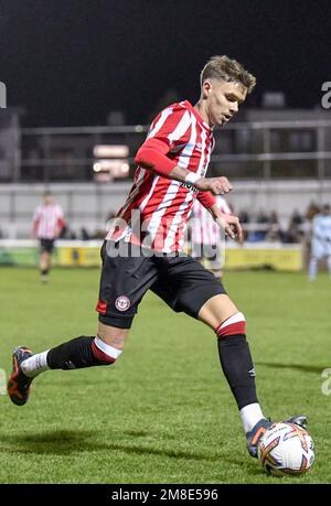 Woking, Royaume-Uni. 13th janvier 2023. WOKING, ANGLETERRE - JANVIER 13: Romeo Beckham de Brentford B en action pendant le match de la coupe de la Premier League entre Brentford B et Aston Villa U21 au stade communautaire de Laithwaite sur 13 janvier 2023 à Woking, en Angleterre. (Photo MB Media/Sipa USA) crédit: SIPA USA/Alay Live News Banque D'Images