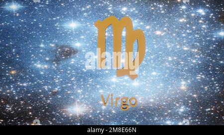 Vierge. Signe du zodiaque. Horoscope. Vol spatial à travers la constellation. Banque D'Images