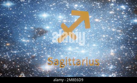 Sagittaire. Signe du zodiaque. Horoscope. Vol spatial à travers la constellation. 4K images de haute qualité Banque D'Images