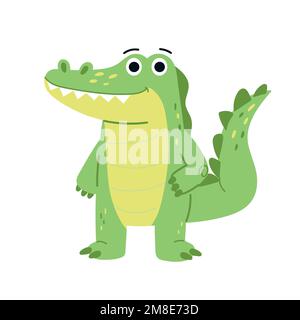 illustration d'un alligator mignon. personnage crocodile de dessin animé enfant .vecteur isolé sur fond blanc Illustration de Vecteur