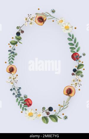 Cadre de fleurs et de fruits à motif vectoriel Illustration de Vecteur