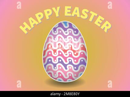 Fond de Pâques heureux avec oeuf de Pâques décoratif. Oeuf ornemental coloré vectoriel sur un fond isolé. Illustration vectorielle Illustration de Vecteur