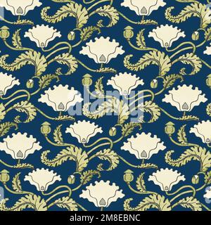 Ressource de conception de motif vectoriel de fleurs de pavot Art nouveau Illustration de Vecteur