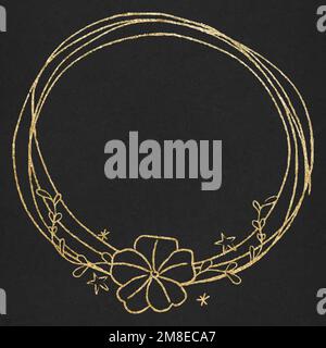 Cadre de couronne à motif fleuri vectoriel, effet doré Illustration de Vecteur