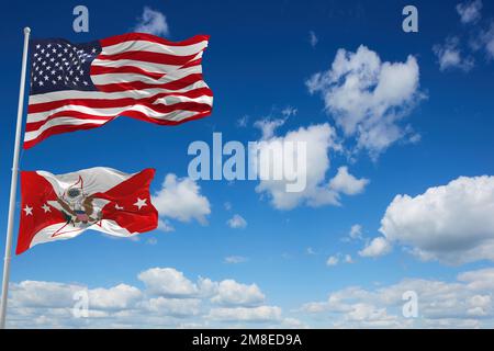 Drapeau du vice-chef d'état-major de l'armée des États-Unis qui agite dans le vent. USA Défense nationale. Copier l'espace. illustration 3d. Banque D'Images